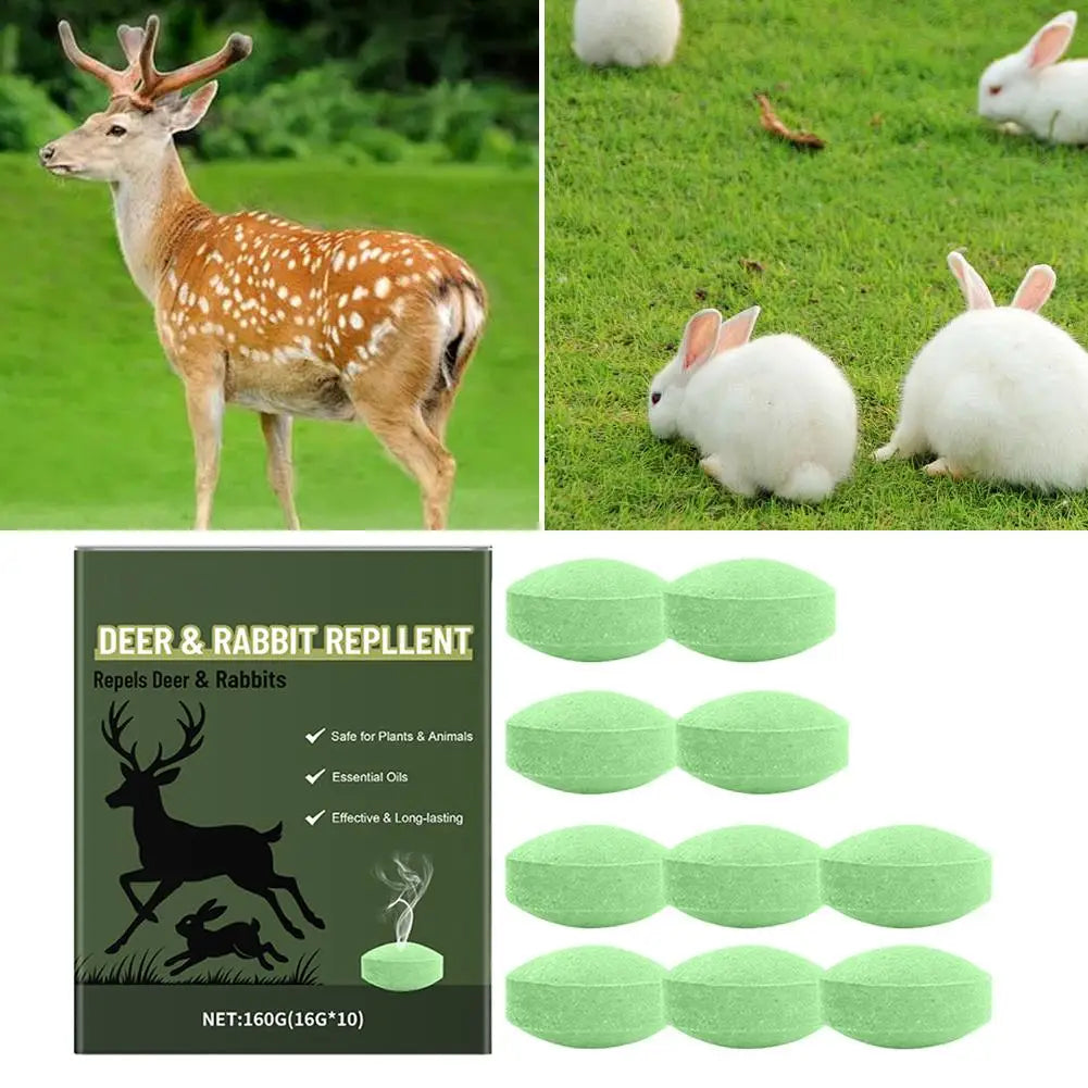 10Pcs Deer and Rabbit Repellent Pills Home Outdoor Courtyard Plant Oil Odor Repellent Long lasting Repellent Pills