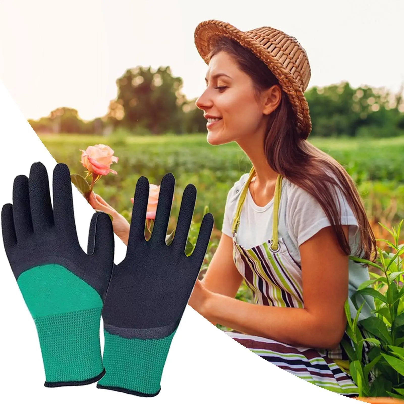 1Pair Gardening Gloves Latex Waterproof Horticultural Gloves Non-slip Protective Gear for Vegetable Flower Plant Gardening Glove