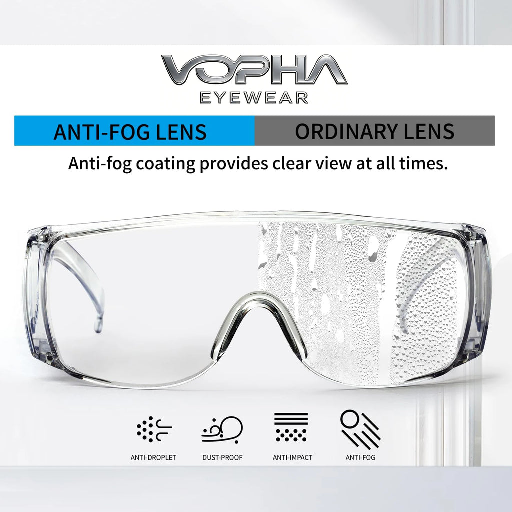 Safety Glasses Anti Fog Goggles Vented Sides Shields Transparent PC Frame Spectacles for Lab Medical and Daily Use