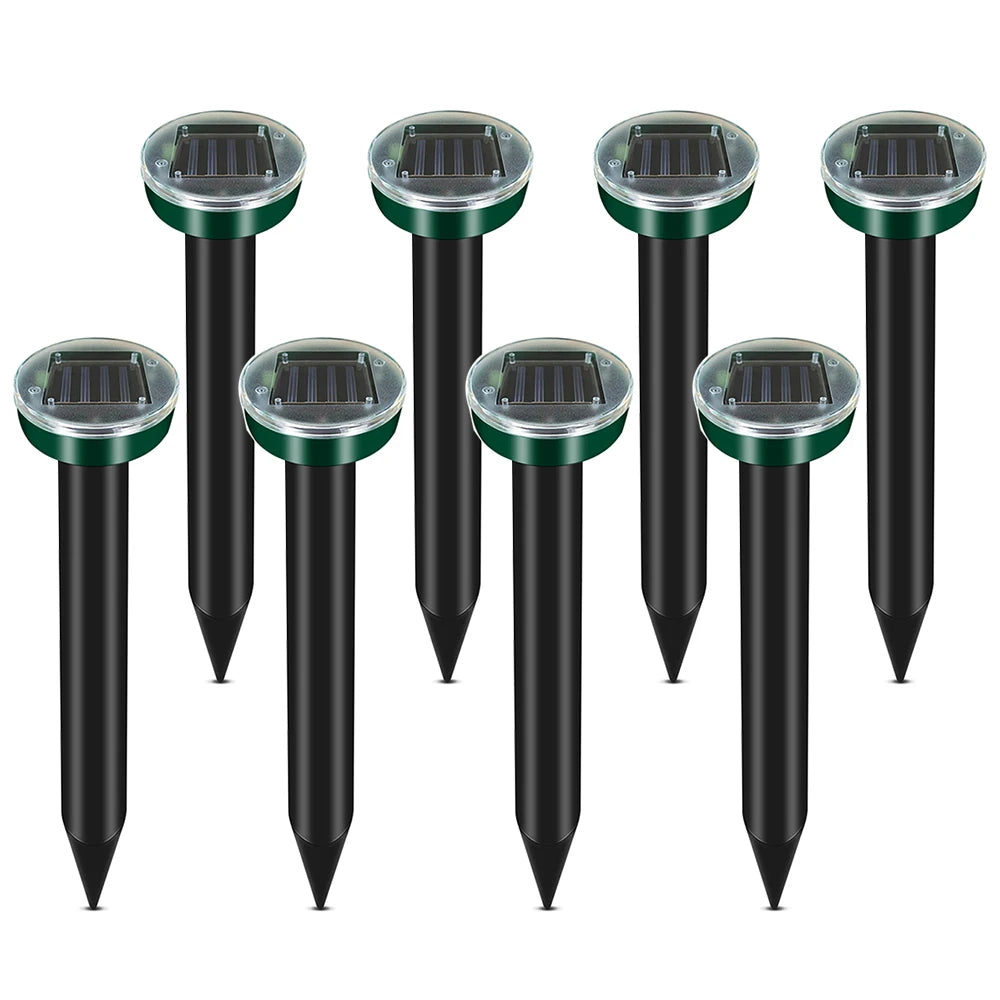 1/2/4/8/12Pcs Solar Powered Ultrasonic Sonic Mouse Mole Pest Rodent Repeller Transmitted Vibration Wave Yard LED Outdoor Park