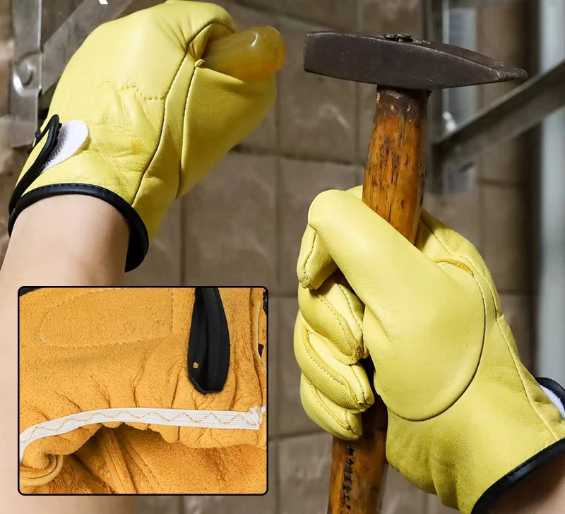 Work gloves cowhide leather workers work welding safety protection garden sports motorcycle driver wear-resistant gloves
