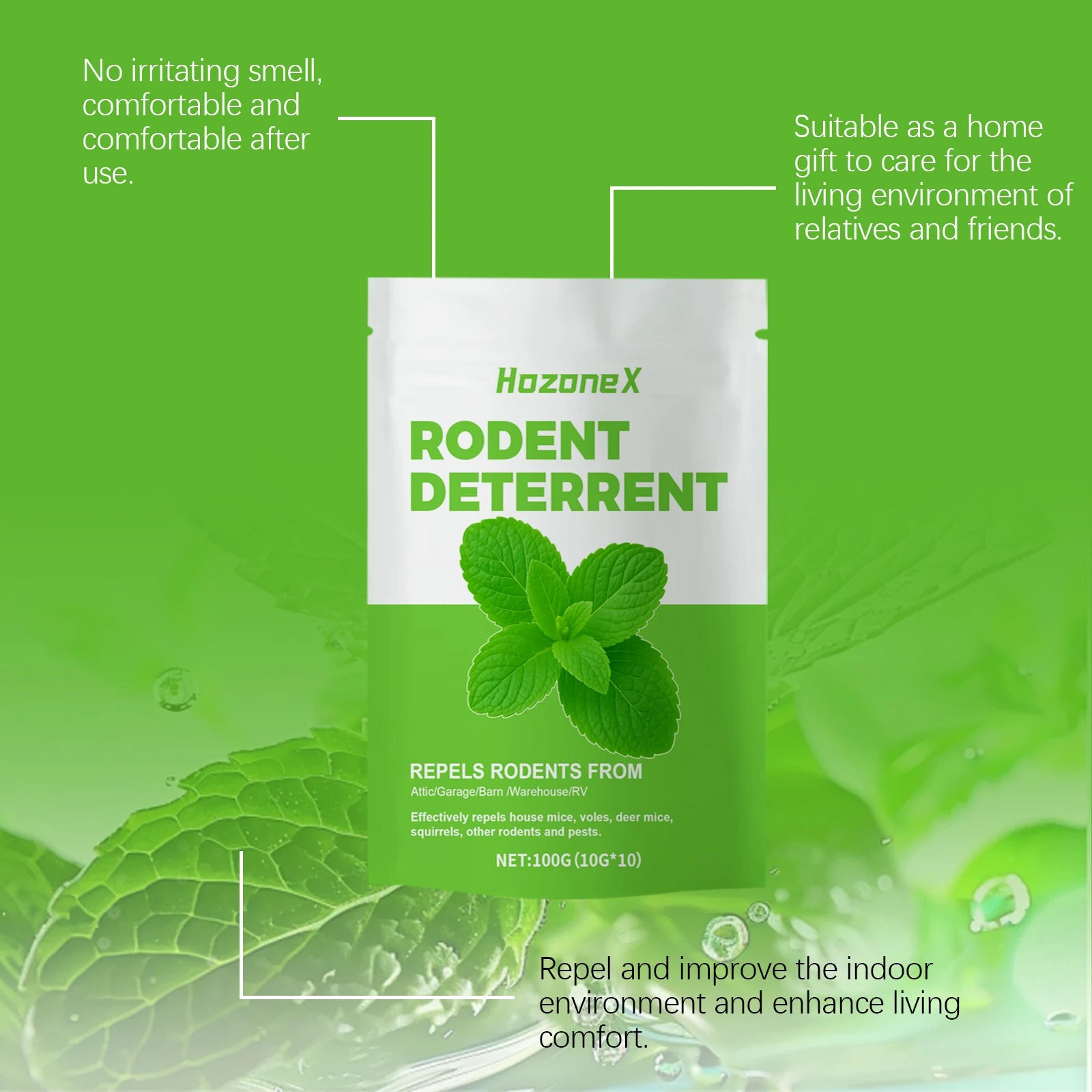 HozoneX Peppermint Oil Home Rodent Repellent Plant Ingredients Indoor Mild Rodent Repellent Convenient Home Rodent Repellent