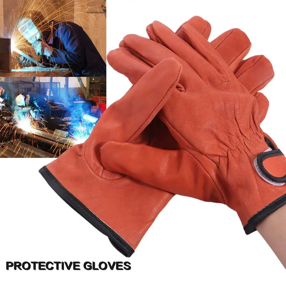 Comfortable Gardening Safety Gloves Flexible Full Finger Leather Working Gloves Durable Vintage Outdoor Work Gloves Warehouse