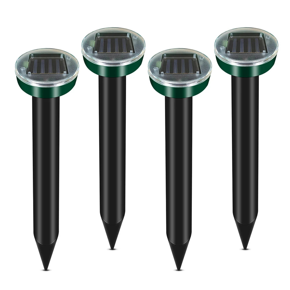1/2/4/8/12Pcs Solar Powered Ultrasonic Sonic Mouse Mole Pest Rodent Repeller Transmitted Vibration Wave Yard LED Outdoor Park