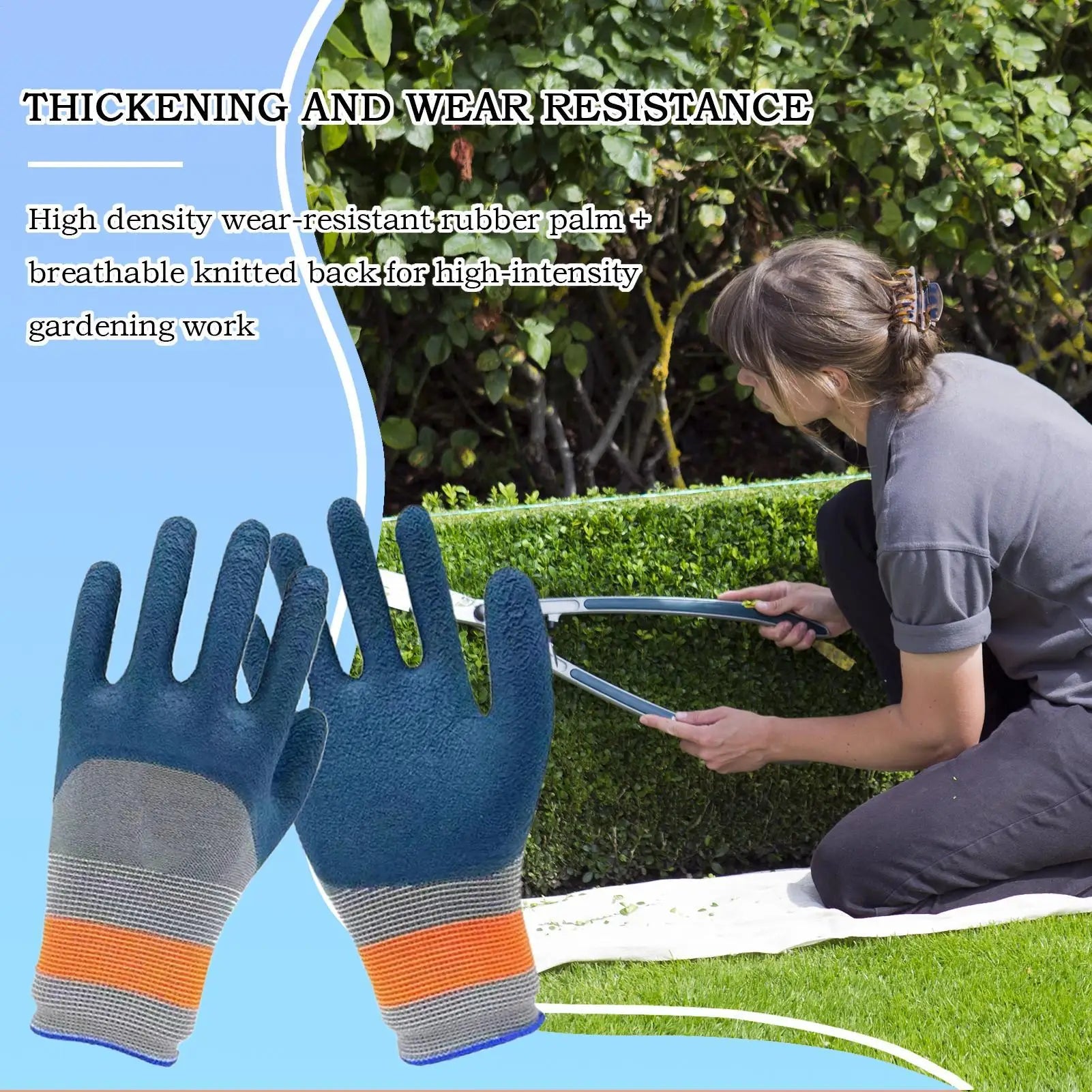 1Pair Gardening Gloves Latex Waterproof Horticultural Gloves Non-slip Protective Gear for Vegetable Flower Plant Gardening Glove