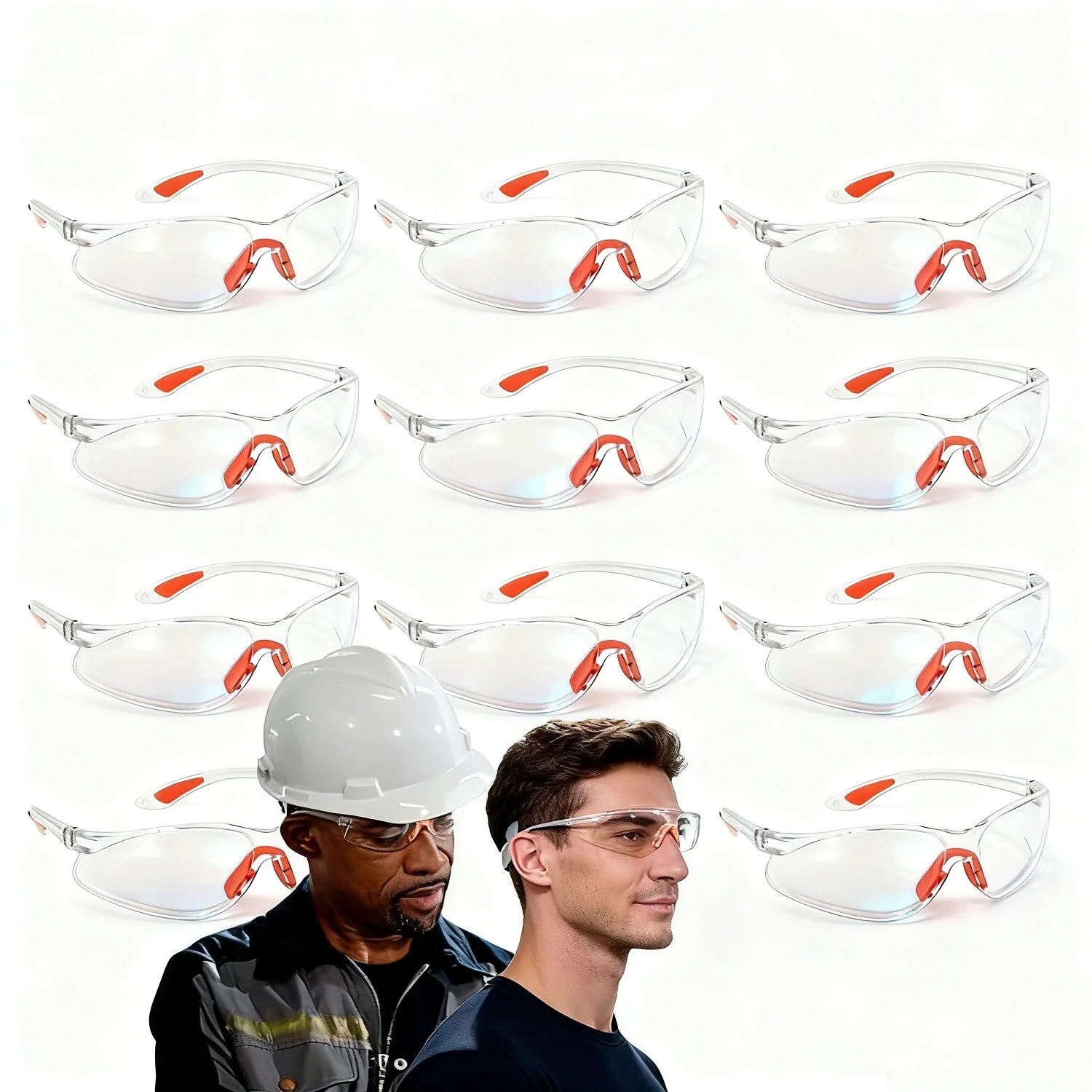 Safety Glasses -12 Piece Pack of Protective Glasses,Safety Goggles Eyewear Eyeglasses for Eye Protection with Clear Plastic Lens