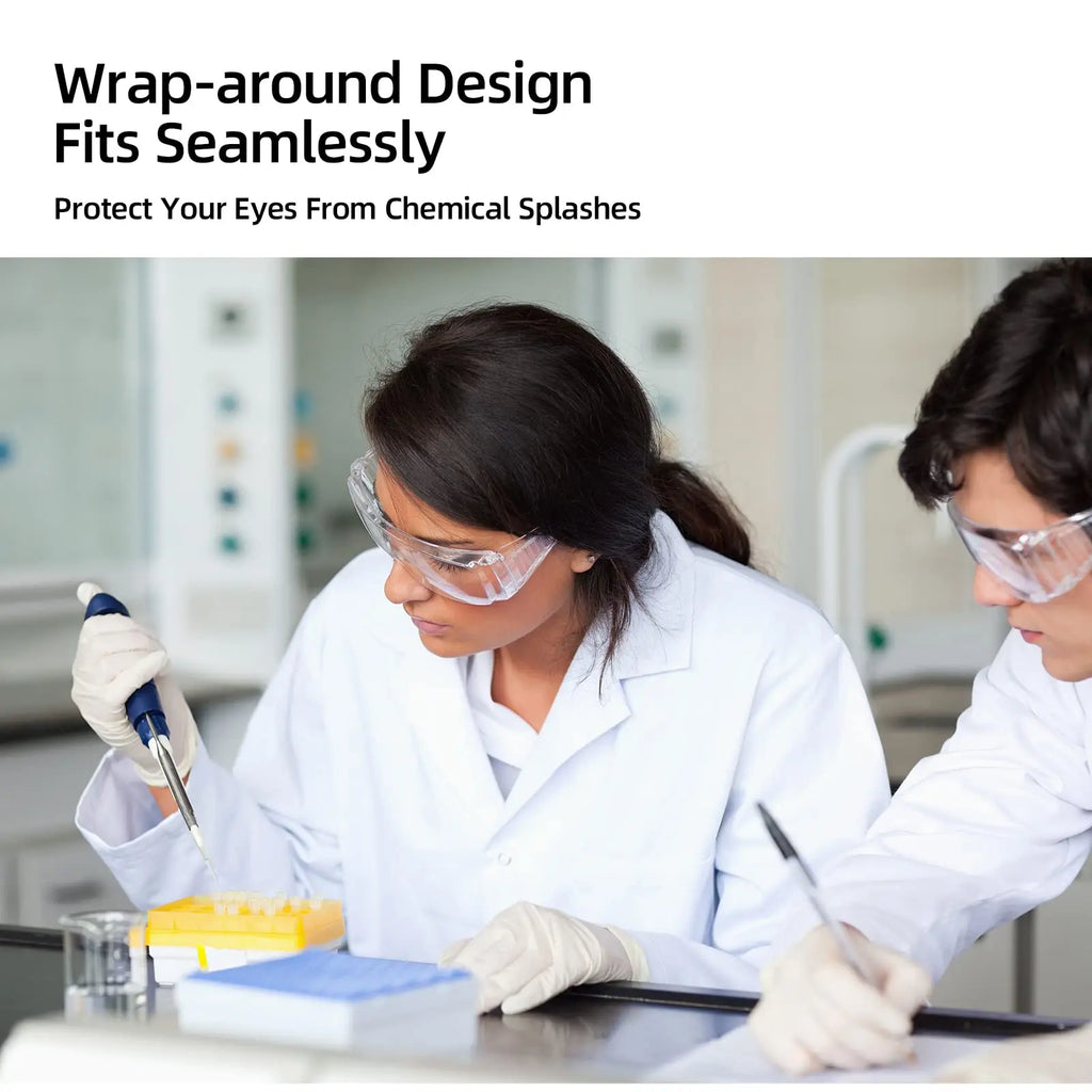 Safety Glasses Anti Fog Goggles Vented Sides Shields Transparent PC Frame Spectacles for Lab Medical and Daily Use
