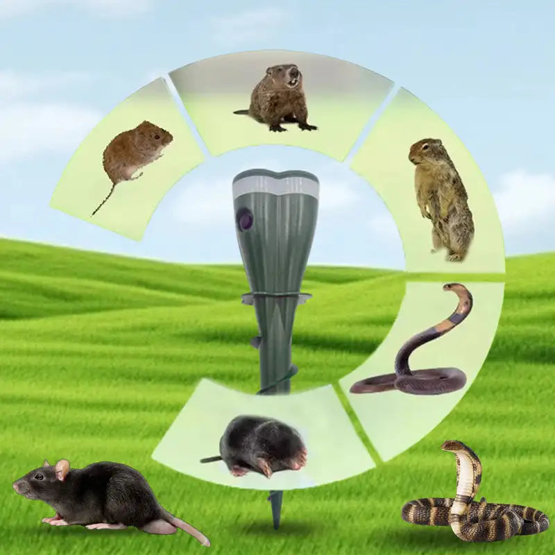 New Solar Powered Waterproof Screw Mole Repellent For Lawns Gopher Screw Repeller Outdoor Groundhog Deterrent Vibration Stakes