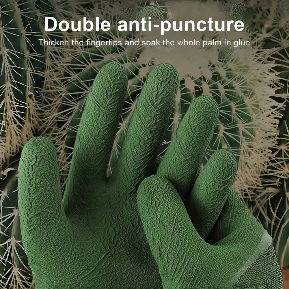 1/2pairs Gardening Gloves Latex Waterproof Horticultural Gloves Non-slip Protective Gear Vegetable Flower Plant Gardening Glove