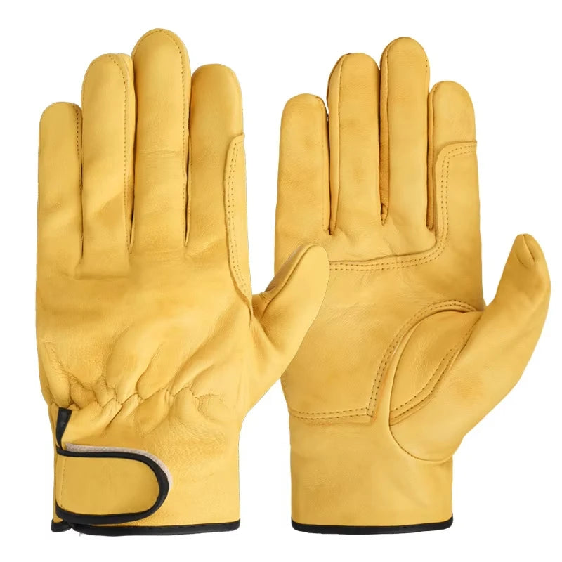 Work gloves cowhide leather workers work welding safety protection garden sports motorcycle driver wear-resistant gloves