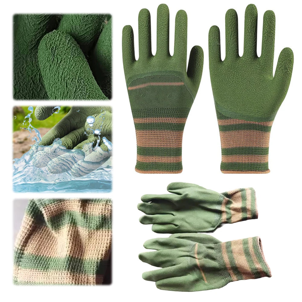 1/2pairs Gardening Gloves Latex Waterproof Horticultural Gloves Non-slip Protective Gear Vegetable Flower Plant Gardening Glove