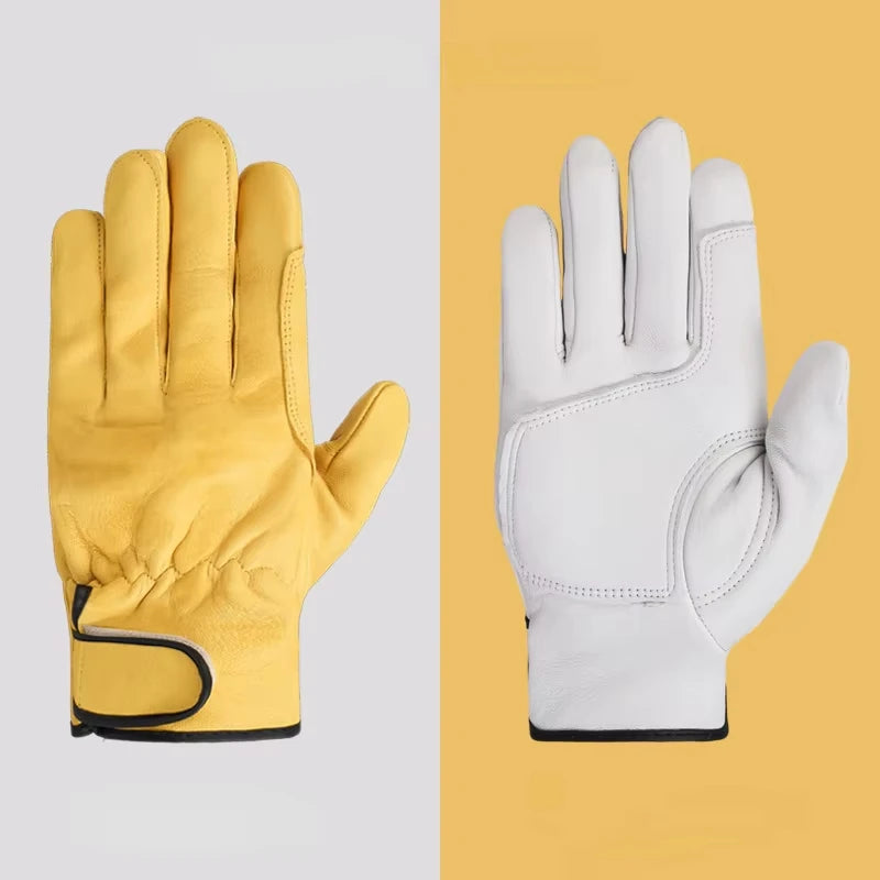 Work gloves cowhide leather workers work welding safety protection garden sports motorcycle driver wear-resistant gloves