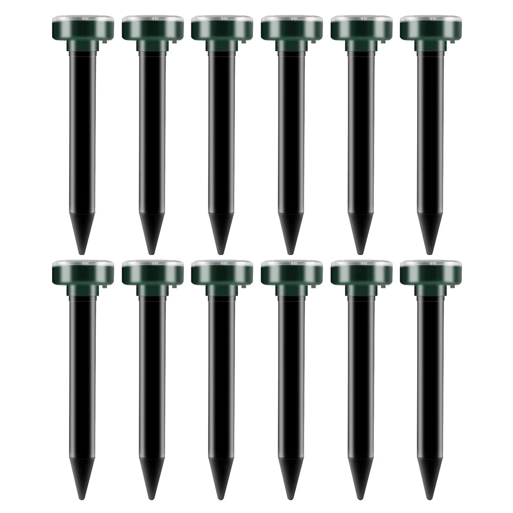 1/2/4/8/12Pcs Solar Powered Ultrasonic Sonic Mouse Mole Pest Rodent Repeller Transmitted Vibration Wave Yard LED Outdoor Park