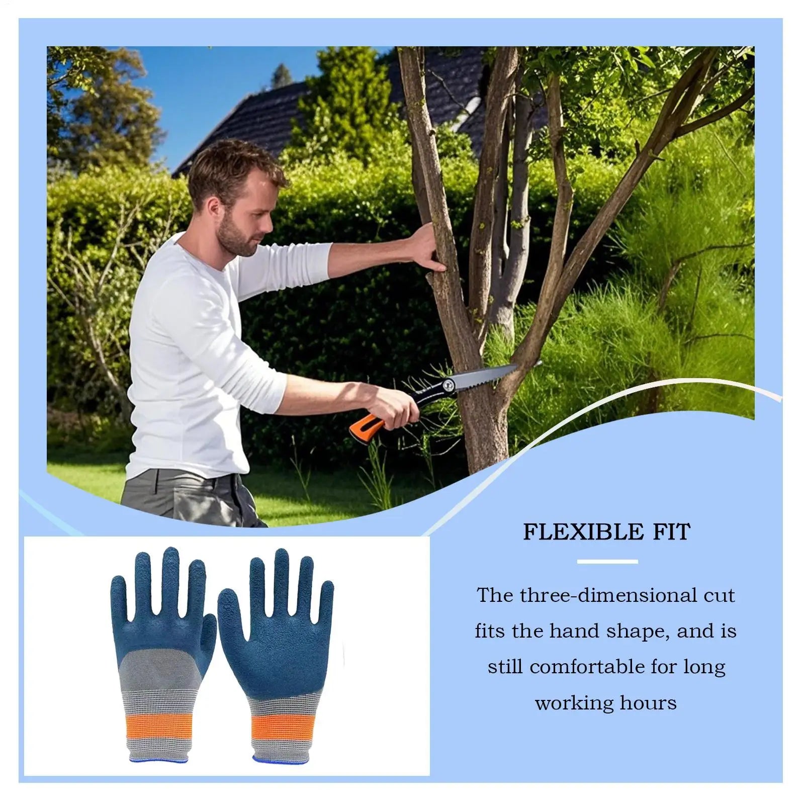 1Pair Gardening Gloves Latex Waterproof Horticultural Gloves Non-slip Protective Gear for Vegetable Flower Plant Gardening Glove