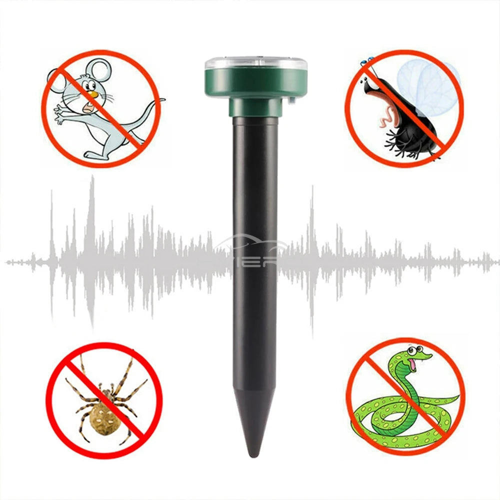 1/2/4/8/12Pcs Solar Powered Ultrasonic Sonic Mouse Mole Pest Rodent Repeller Transmitted Vibration Wave Yard LED Outdoor Park