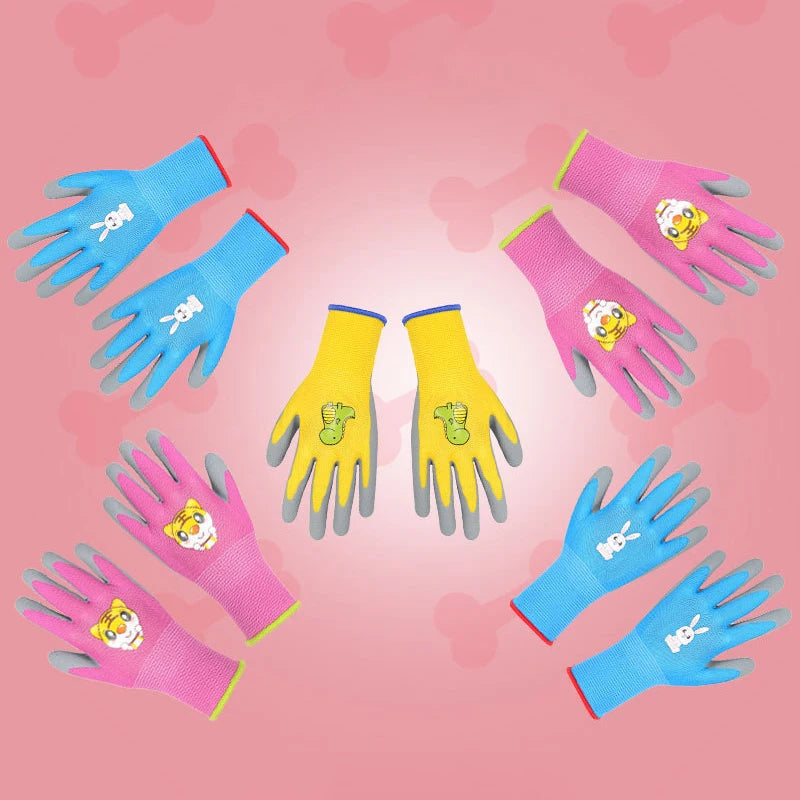 Gardening Gloves Kids Durable Waterproof Garden Work Gloves Non-Slip Children Safety Yard Work Gloves Portable Garden Supplies